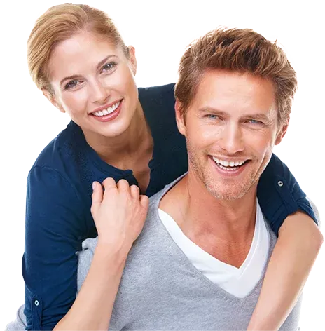 Smiling adult couple representing well-being and healthy testosterone levels